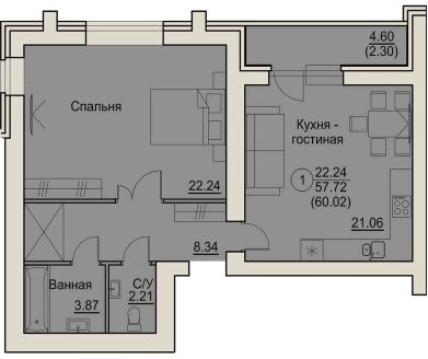 планировка квартиры 60 м2